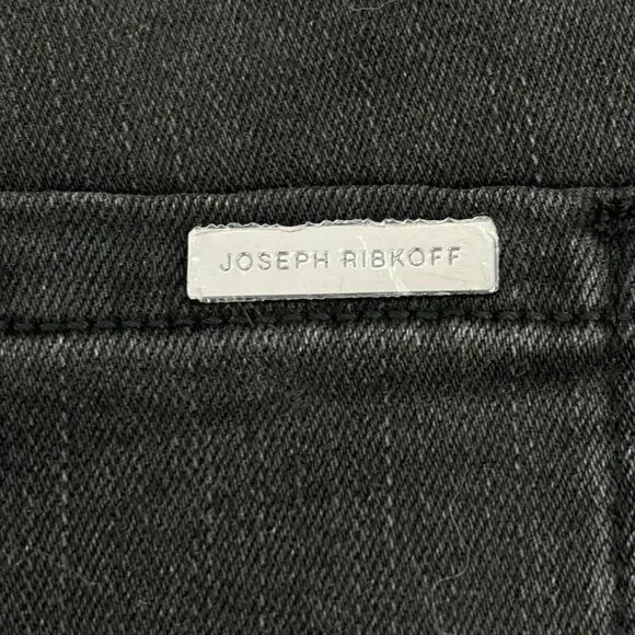 Joseph Ribkoff Women 22 Charcoal Grey Embellished FishNet Cuff Classic Slim Jean - Picture 7 of 15